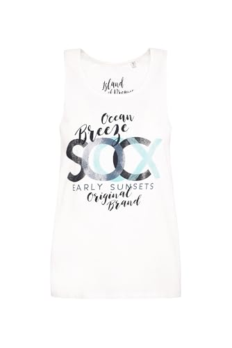 SOCCX Damen Tanktop mit Label Print Ivory, M von SOCCX
