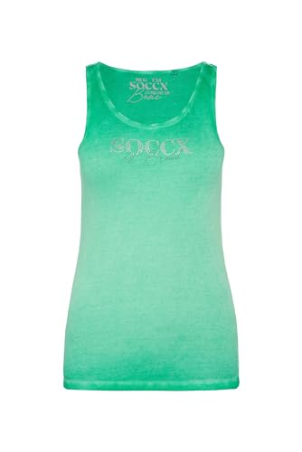 SOCCX Damen Top mit Logo aus Schmucksteinen Active Green S von SOCCX