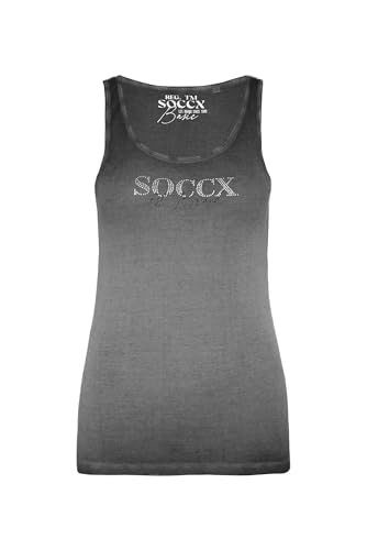 SOCCX Damen Top mit Logo aus Schmucksteinen Black L von SOCCX