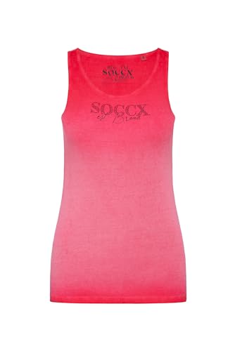 SOCCX Damen Top mit Logo aus Schmucksteinen Clear Red L von SOCCX