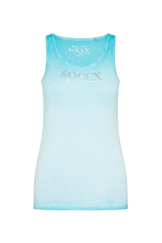 SOCCX Damen Top mit Logo aus Schmucksteinen Lagoon Blue M von SOCCX