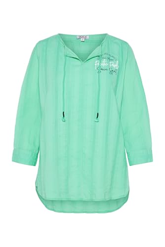 SOCCX Damen Tunika-Bluse mit Webstreifen und Print Mint Leaf, XXXL von SOCCX