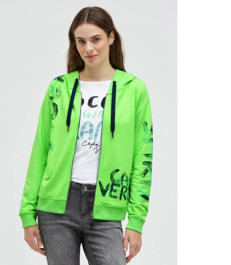 SOCCX Kapuzensweatjacke mit Print Artworks neon leaf mit Baumwolle von SOCCX