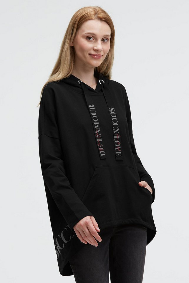 SOCCX Kapuzensweatshirt mit verlängertem Saum hinten von SOCCX