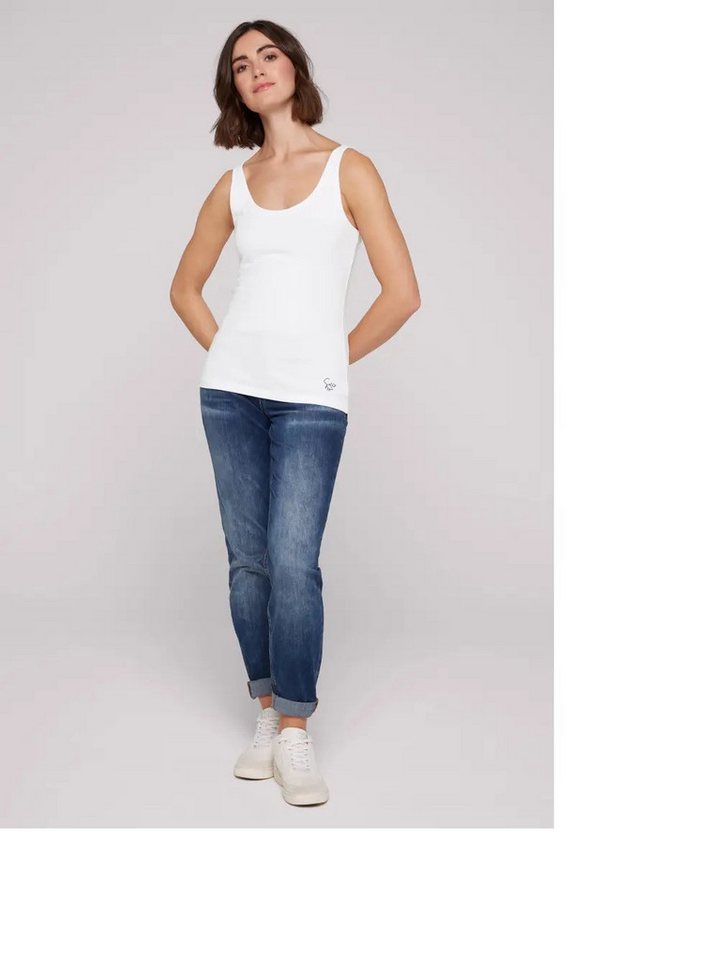 SOCCX One-Shoulder-Top Basic Top mit Mini Logo Print aus softem Materialmix SOCCX One-Shoulder-Top Basic Top mit Mini Logo Print aus softem Materialmix von SOCCX