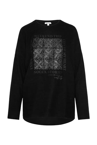 SOCCX Damen Pullover aus Flauschstrick mit tonigem Glitter Print Black M/L von SOCCX