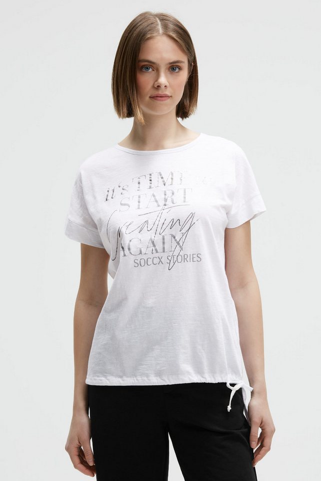 SOCCX Rundhalsshirt mit Bindeband am Saum von SOCCX