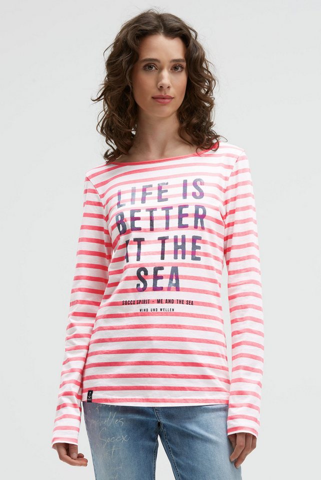 SOCCX Rundhalsshirt mit U-Boot-Ausschnitt von SOCCX