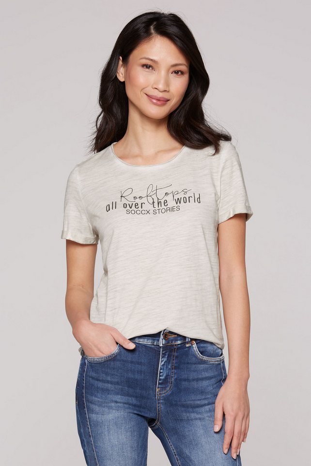 SOCCX Rundhalsshirt mit offenen Kanten von SOCCX