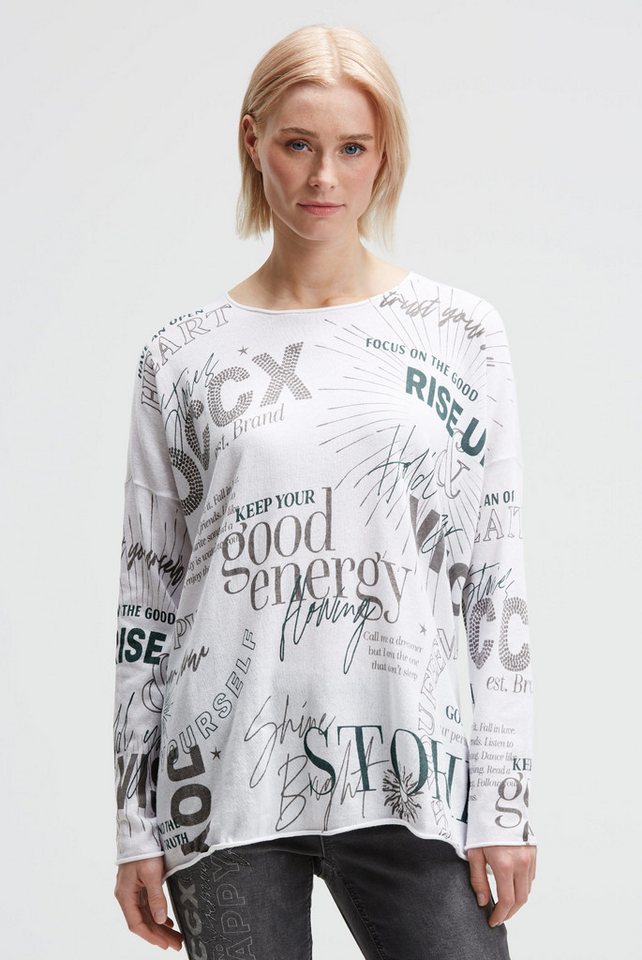 SOCCX Strickpullover SOCCX Oversized-Pullover mit Artwork in Opticwhite (1-tlg) Locker geschnitten von SOCCX