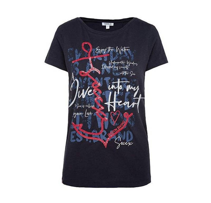 SOCCX T-Shirt Damen mit Pailletten-Artwork Lagoon Diving von SOCCX