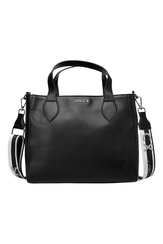 SOCCX Unisex Handtasche aus Lederimitat mit Wechselgurt Black None von SOCCX