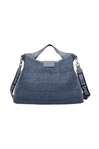 SOCCX Unisex Hobo Bag im Häkel-Design mit Logo-Wechselgurt Denim Blue None von SOCCX