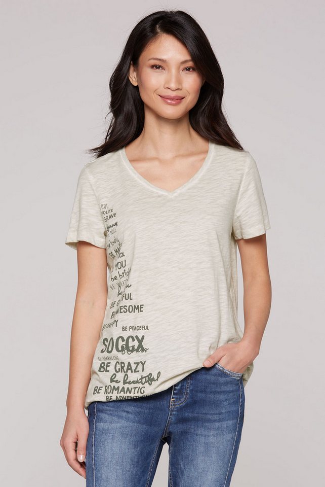 SOCCX V-Shirt mit Gummizug im Saum von SOCCX