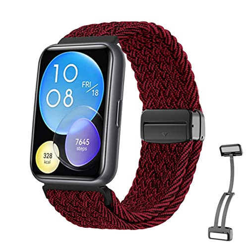 Magnetische Nylon Armbänder für Huawei Watch Fit 2 Active/Classic/Elegant Armband, Nylon Stoff Uhrenarmbänder Magnetische Verstellbarem Verschluss Ersatzband Kompatibel mit Huawei Watch Fit 2 (I) von SOCFLO