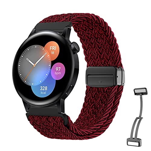 Magnetische Nylon Armbänder für Huawei Watch GT3 42MM Armband, 20MM Nylon Stoff Uhrenarmbänder Magnetische Verstellbarem Verschluss Ersatzband Kompatibel mit Huawei Watch GT3 42MM (J) von SOCFLO