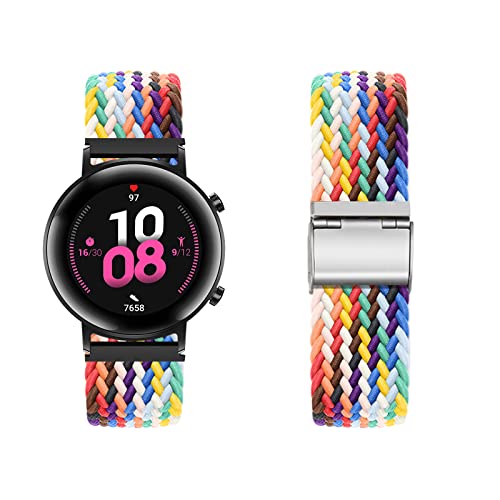 Nylon Armband für Huawei Watch GT2 42mm Armband, Elastisches Verstellbares Geflochtenes Solo Loop Ersatzarmband für Herren Damen Kompatibel mit Huawei Watch GT2 42mm (1) von SOCFLO