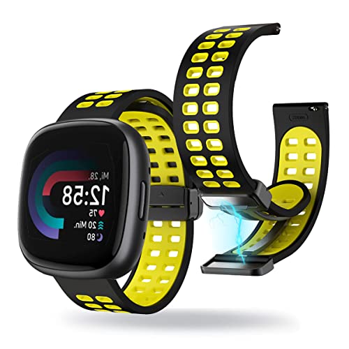 SOCFLO Magnetische Sport Armband für Fitbit Versa 3/Versa 4/Sense/Sense 2, Magnetische Weiche Silikon Ersatz Armband Kompatibel mit Fitbit Versa 3/Versa 4/Sense/Sense 2 für Männer und Frauen (B) von SOCFLO