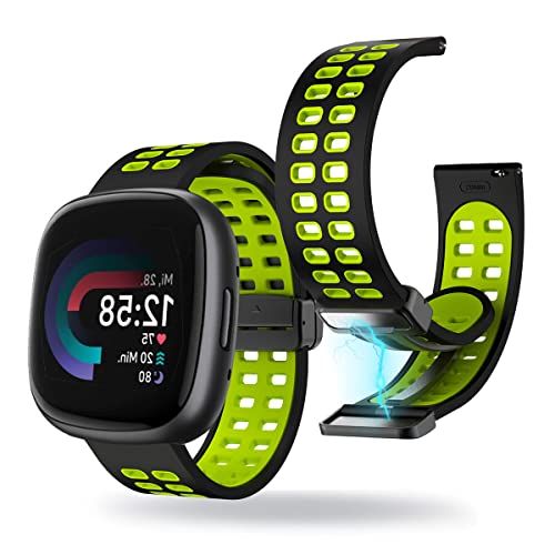 SOCFLO Magnetische Sport Armband für Fitbit Versa 3/Versa 4/Sense/Sense 2, Magnetische Weiche Silikon Ersatz Armband Kompatibel mit Fitbit Versa 3/Versa 4/Sense/Sense 2 für Männer und Frauen (D) von SOCFLO