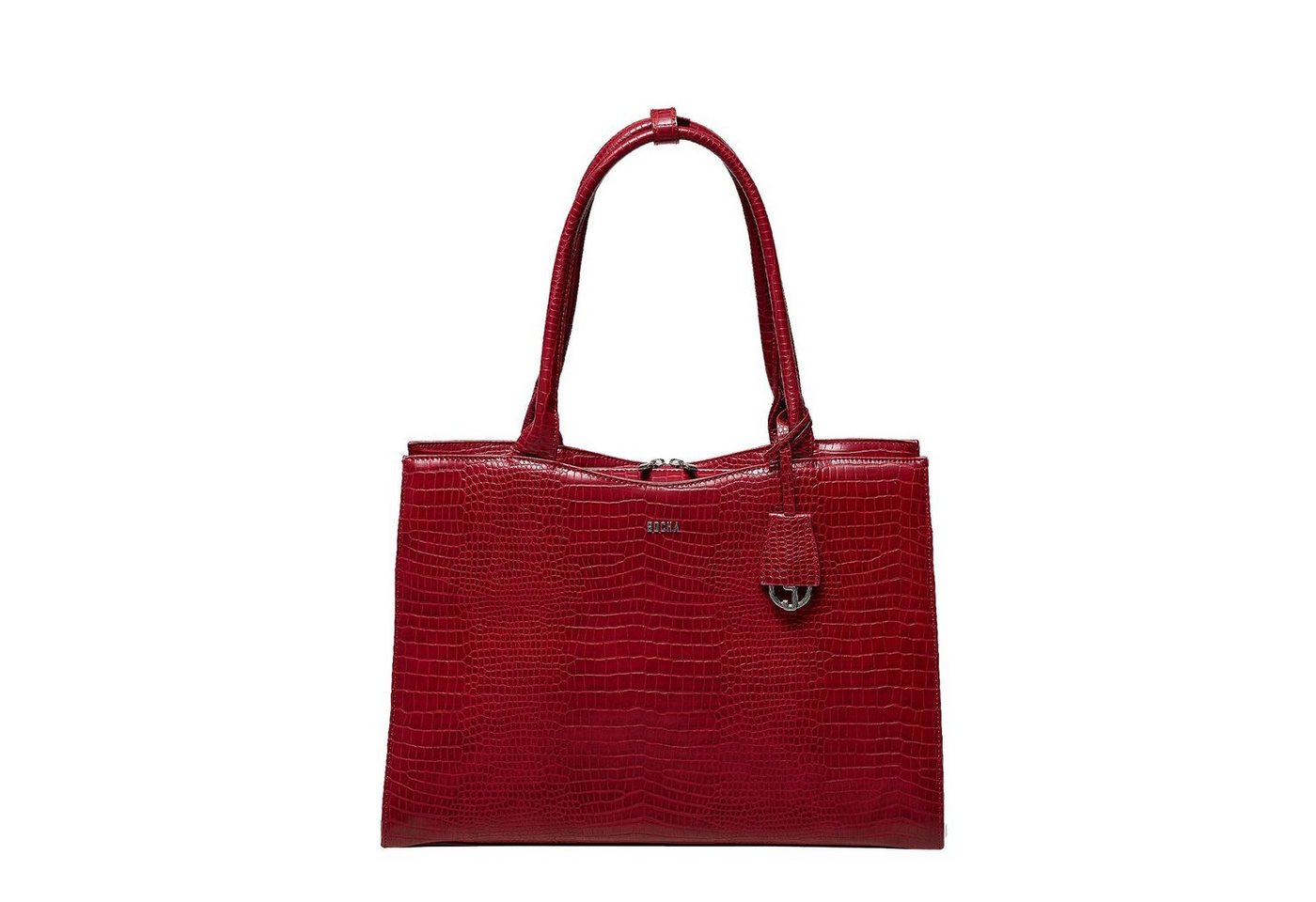 SOCHA Laptoptasche Midi Croco Burgundy 14 Zoll, elegante Krokotasche für Damen - Vollausstattung - Aktentasche mit Schultergurt von SOCHA