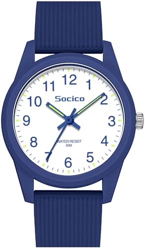SOCICO Kinder Analog Uhren für Mädchen Jungen Kinder Uhren mit Weichen Band Lernen Zeit 50M Wasserdicht Kinderuhr Leicht zu Lesen für Alter 4-12 Kind Geschenk (Blau) von SOCICO