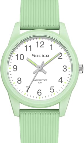 SOCICO Kinder Analog Uhren für Mädchen Jungen Kinderuhren mit weichen Band Lernen Zeit 50M wasserdicht leicht zu lesen für Alter 4-12 Kinder Geschenk (Grün) von SOCICO