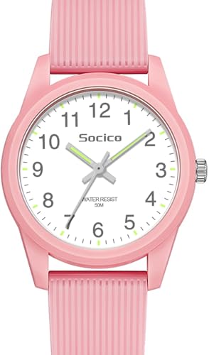 SOCICO Kinder Analog Uhren für Mädchen Jungen Kinderuhren mit weichen Band Lernen Zeit 50M wasserdicht leicht zu lesen für Alter 4-12 Kinder Geschenk (Sakura Rosa) von SOCICO