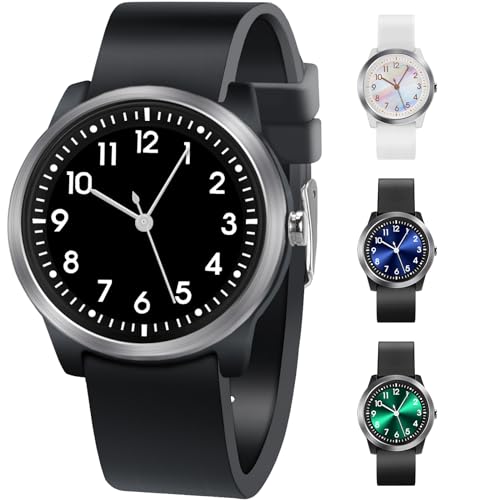 SOCICO Kinderuhr Analog, 5ATM/50M Wasserdicht Armbanduhr Kinder Mädchen Jungen Teenager, Leicht Lesbar Kinder Quartz Minimalistisch Uhren für 8-18 Jahre(Schwarz) von SOCICO