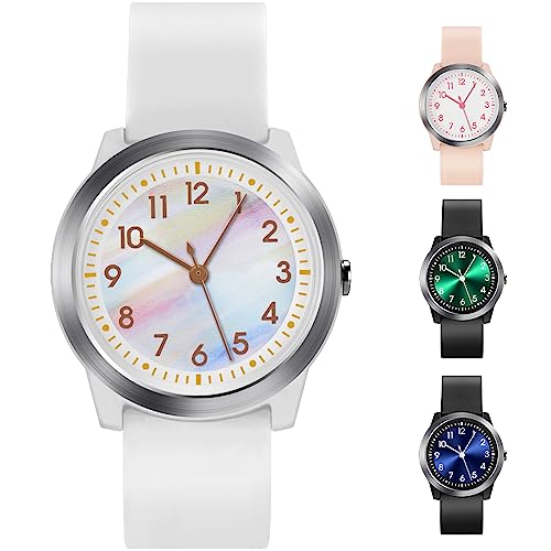 SOCICO Kinderuhr Analog, 5ATM/50M Wasserdicht Armbanduhr Kinder Mädchen Jungen Teenager, Leicht Lesbar Kinder Quartz Minimalistisch Uhren für 8-18 Jahre(ReWeiß) von SOCICO