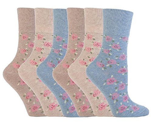 6 Paar Gentle Grip Socken für Damen, weich und feminin mit Wabenoberteil für zusätzlichen Komfort 4-8 UK, 37-42 Eur von SOCK SHOP GENTLE GRIP