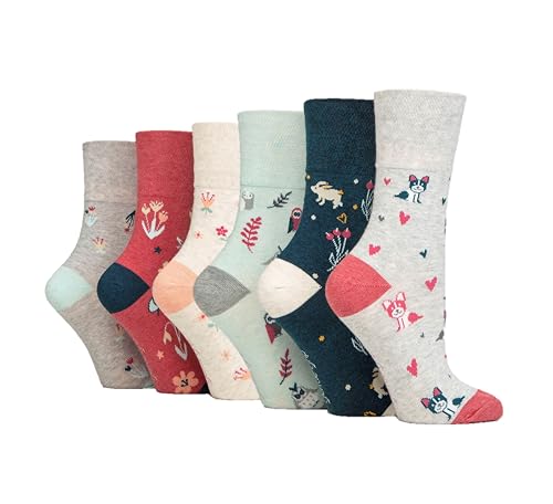 6 Paar Socken mit sanftem Griff, Größe 37-42, 6 x RH264 + RH267, 4-8 von SOCK SHOP GENTLE GRIP