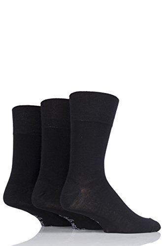 Gentle Grip Herren 3 Paar Einfarbige Bambus Socken - Schwarz 39-44 von SOCK SHOP GENTLE GRIP