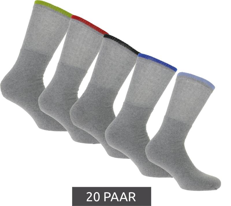 20 Paar SOCKSWEAR Arbeits-Socken lange Baumwoll-Strümpfe Oeko-Tex zertifiziert - Standard 100 Frottee-Socken NAN 8653278 Grau/Bunt von SOCKSWEAR