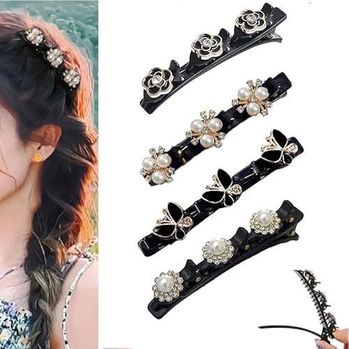 doppelschicht haarspange,funkelnde geflochtene haarspangen aus kristallsteinen,2024 haarspangen mit funkelnder kristallsteinen,geflochtene strass-haarspangen für damen und mädchen,kristall haarklammer von SOCLING