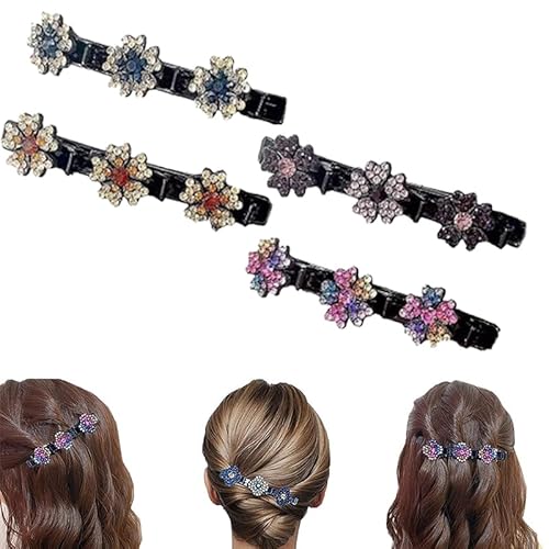 doppelschicht haarspange,funkelnde geflochtene haarspangen aus kristallsteinen,2024 haarspangen mit funkelnder kristallsteinen,geflochtene strass-haarspangen für damen und mädchen,kristall haarklammer von SOCLING