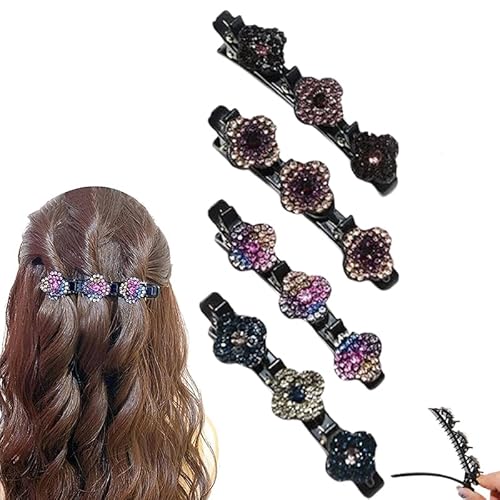 doppelschicht haarspange,funkelnde geflochtene haarspangen aus kristallsteinen,2024 haarspangen mit funkelnder kristallsteinen,geflochtene strass-haarspangen für damen und mädchen,kristall haarklammer von SOCLING