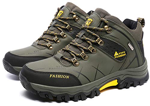 Herren Wanderschuhe Trekkingschuhe rutschfeste Laufschuhe Sneaker Schuhe High Top Stiefel wasserdichte Schuhe Größe 6, Army Grün, 45 EU von SOCOO