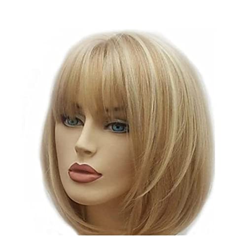 Perücken Herren Perücke Damen Blonde Perücke Mit Pony Kurzhaarperücken Für Frauen Ombre Blonde Perücke Gerade Bob Perücke Perücke Täglich von SOCUY