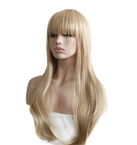 Perücken Herren Perücke Damen Blonde Perücken Langwellige Perücke Mit Pony Synthetische Perücken Modeperücke Für Die Tägliche Partyperücke Perücke Täglich von SOCUY