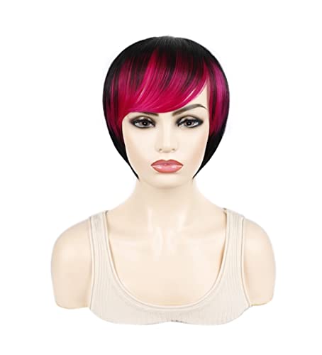 Perücken Herren Perücke Damen Frauen Perücken Farbe Kurze Glatte Haare Perücken Natürliche Perücken Synthetische Perücke Pixie Cut Perücken Perücke Täglich (Color : C, Size : A) von SOCUY