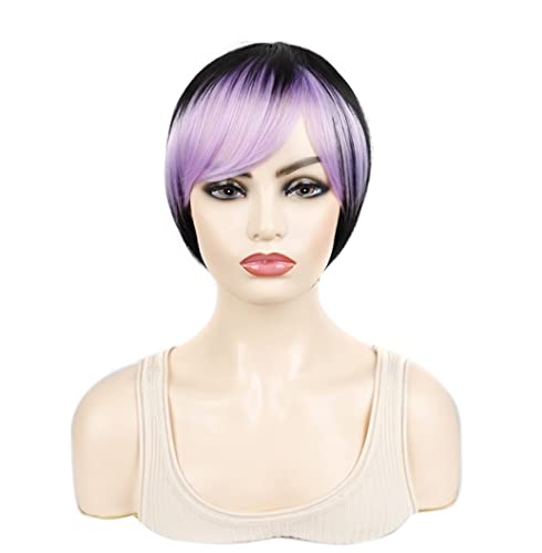 Perücken Herren Perücke Damen Frauen Perücken Farbe Kurze Glatte Haare Perücken Natürliche Perücken Synthetische Perücke Pixie Cut Perücken Perücke Täglich (Color : F, Size : A) von SOCUY