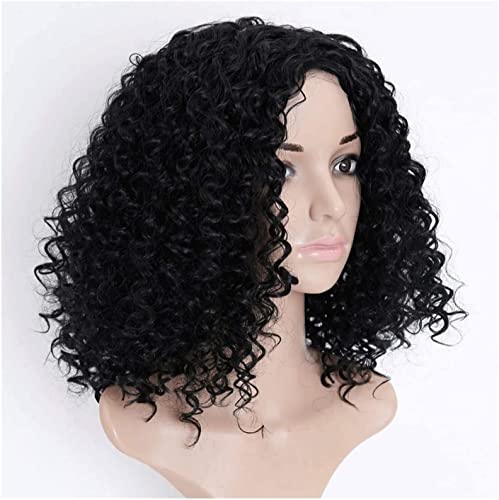 Perücken Herren Perücke Damen Kurze Afro-Lockenperücke for Schwarze Frauen, Vollsynthetische, Schulterlange, Hitzebeständige Perücken for Den Täglichen Gebrauch Perücke Täglich von SOCUY