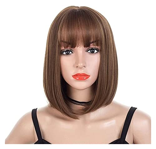 Perücken Herren Perücke Damen Kurze Braune Bob-Perücke ， Natürliche Gerade Geschichtete Frisuren Braune Bob-Perücke Für Frauen Perücke Täglich von SOCUY