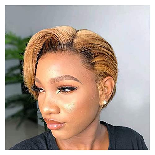 Perücken Herren Perücke Damen Kurze Pixie-Schnitt-Perücke, Blonde Kurze Pixie-Bob-Perücke Für Schwarze Frauen, Synthetisches Ombre-Gold Perücke Täglich von SOCUY