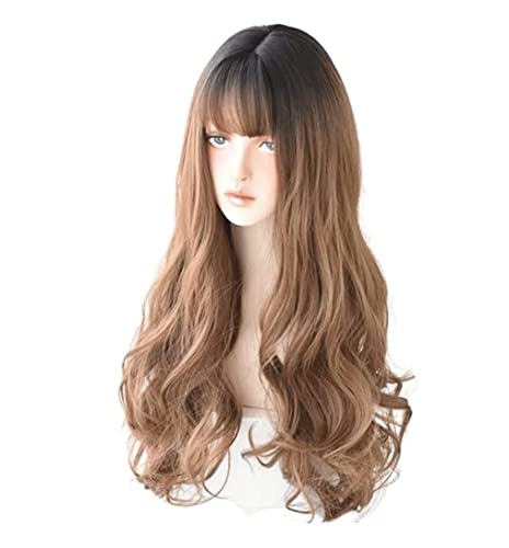 Perücken Herren Perücke Damen Long Wavy Wigs For Women Synthetic Heat Resistant Fiber Wig Sweet Girl Wig Perücke Täglich (Color : C, Size : 26in) von SOCUY