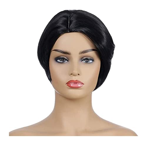 Perücken Herren Perücke Damen Schwarze Perücken Für Frauen, Kurze Bob-Perücke Mit Pony, Glattes Naturhaar, Synthetische Perücke, Party, Cosplay Perücke Täglich von SOCUY