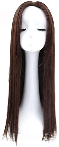 Perücken Herren Perücke Damen Wig Women Silky Long Straight Wig Natural Hairline Middle Part 26 Inches Synthetic Party Halloween Perücke Täglich (Color : B, Size : 55CM) von SOCUY