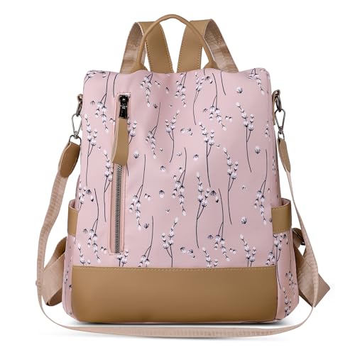 SODOLLEE Damen Rucksack Anti Diebstahl Backpack Mehrere Taschen Frauen Daypack Causal Mädchen Wasserdicht Polyester Leichter Schulrucksack für Universität Reisen Rosa von SODOLLEE