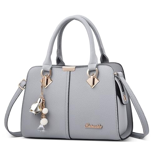 SODOLLEE Handtaschen Damen Elegant Henkeltasche Schön Anhänger Schultertasche PU Leder Frauen Umhängetasche für Einkaufen Dating Täglicher Gebrauch Grau von SODOLLEE