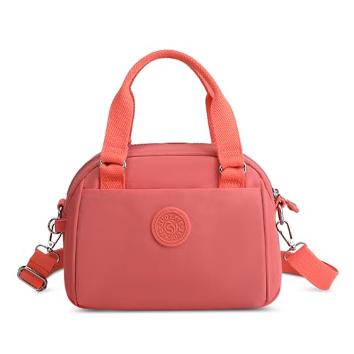 SODOLLEE Handtaschen Damen Lässig Umhängetasche Top Griff Tasche Leichtgewicht Nylon Schultertaschen Mehrere Taschen Crossbody Bag für Reisen Einkaufen Täglicher Gebrauch Orange von SODOLLEE